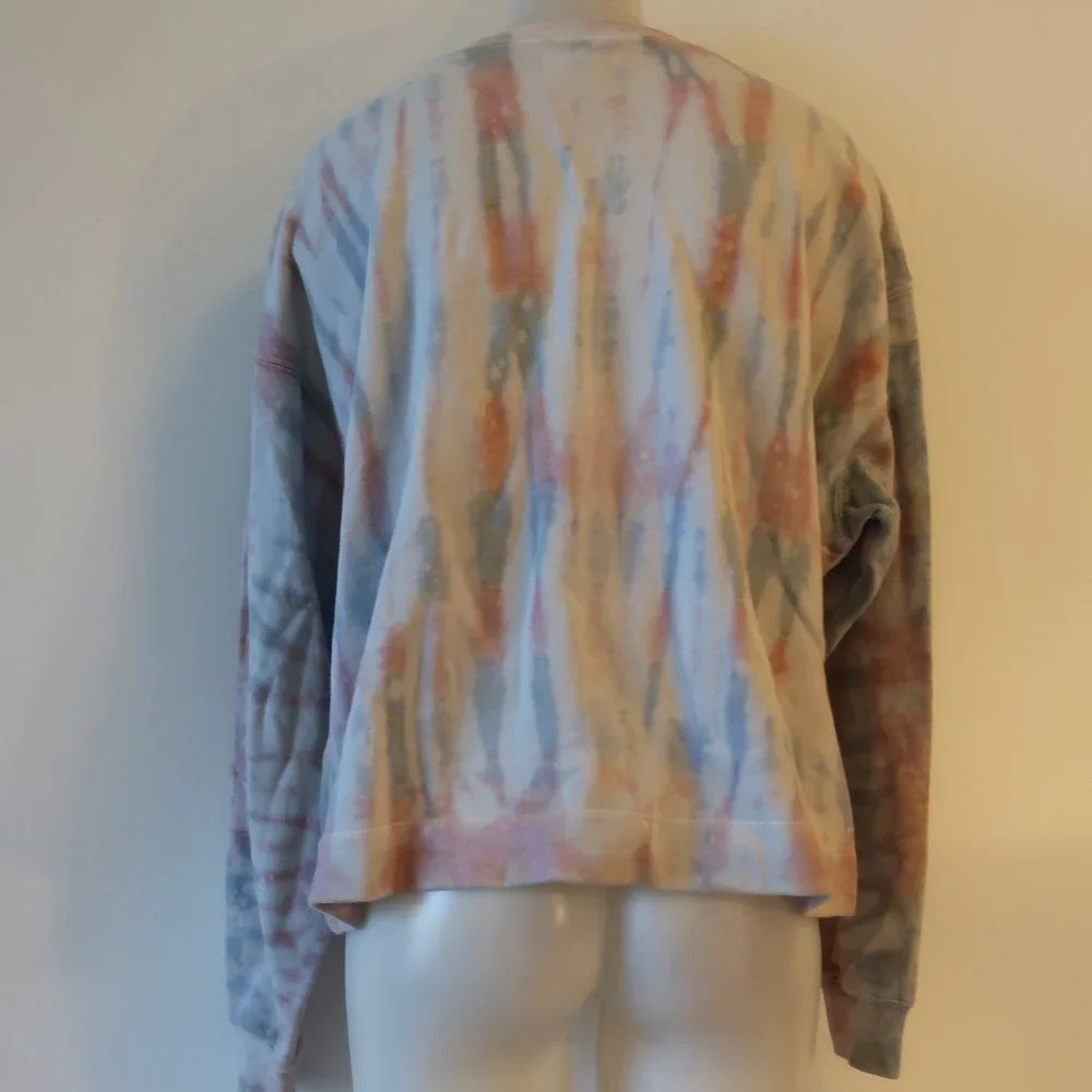 Womens Velvet by Graham Spencer Pink Blue White Jody Tie Dye Sweatshirt Top XL * - Picture 6 of 7